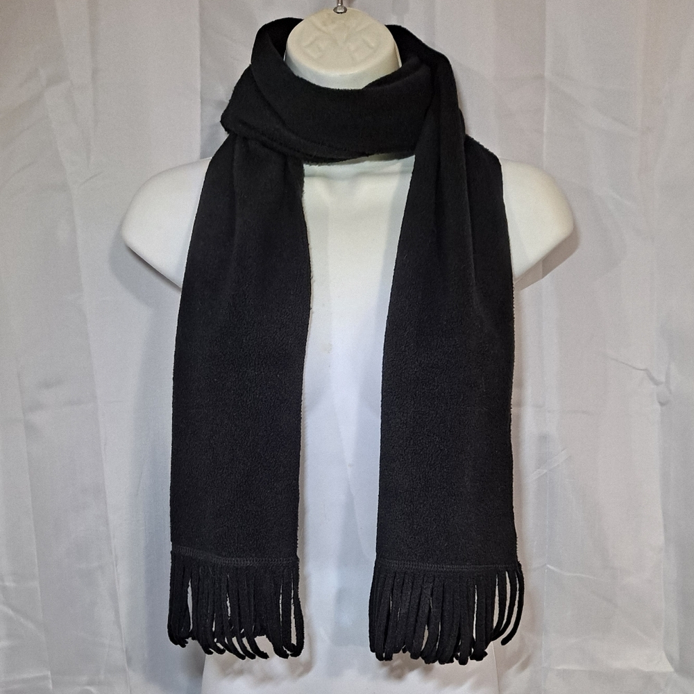 Elegant Fringe Black Scarf Shawl Amanda Smith 62" x 10" Luxury Winter Neckwear